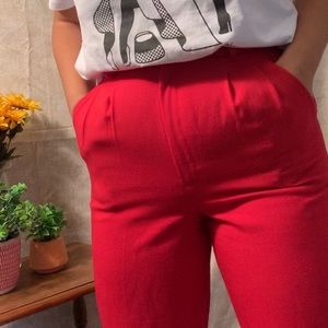 High-Waisted Red Pants